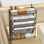 Desk File Organizer Mesh 5-Tier, Hanging Wall Mount Document Organization Stand, Desktop Vertical Mail Paper Folder Holder Rack - Image 6