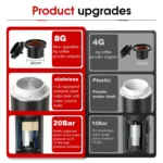 Wireless Electric Portable Espresso Coffee Machine for Car & Home Camping Coffee Maker 3-in-1 Capsule Powder Travel Coffee Maker - Image 2