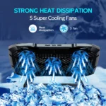 COOLCOOLD Laptop Cooling pad for 12-17 Inch Laptop Cooler Stand, 5 quiet fans, 5 Angle Adjustable with phone holder - Image 2
