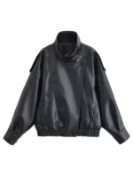 HH Autumn Faux Leather Jacket For Women Casual Solid Long Sleeve Zipper Pu Leather Coats New Fashion Female Streetwear - Image 2