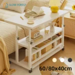 이동식 사이드 테이블 높이조절 책상 Mobile Bedside Table, Household Lifting Computer Desk - Simple Double-layer Small Office Desk -80x40 - Image 2