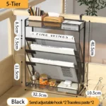 Desk File Organizer Mesh 5-Tier, Hanging Wall Mount Document Organization Stand, Desktop Vertical Mail Paper Folder Holder Rack - Image 8