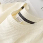 Men's New Summer Waffle Round Neck Short Sleeve T-Shirt Comfortable Breathable Short-Sleeved Top for Casual Wear - Image 3
